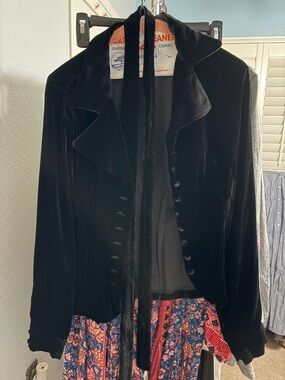 J. Peterman Black Velvet Tie-Front Blazer